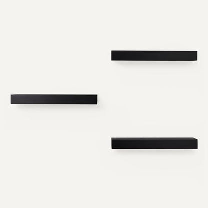 Amazon Basics Wood Floating Wall Shelves, 3-Pack, Black, 15.8" x 5" x 1.8"
