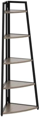 Tribesigns 70 inch Tall Corner Shelf, 5 Tier Industrial Corner Bookshelf Bookcase Industrial Corner Ladder Shelf Plant Stand for Living Room, Kitchen, Home Office (Grey)