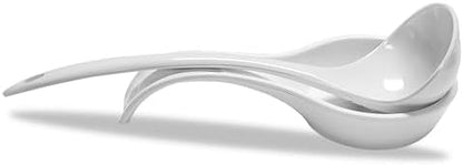 Reston Lloyd Kitchen Counter Utensil Spoon Rest, Ladles, Spaghetti Forks, & Spatulas, Durable BPA-Free Plastic – Dishwasher Safe, Décor, Space Saving Hanging Hole on Handle, White