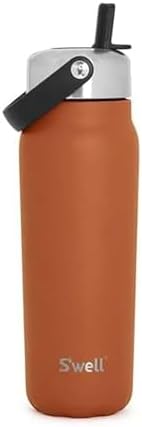 S'well Recycled Stainless Steel Explorer with Flip Straw Lid, 24oz, Carnelian, Triple Layered Vacuum Insulated Containers Keeps Drinks Cold for 36 Hours and Hot for 8