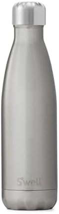 S'well Stainless Steel Water Bottle - 17 Fl Oz - Silver Lining - Triple-Layered Vacuum-Insulated Containers Keeps Drinks Cold for 36 Hours and Hot for 18 - BPA-Free - Perfect for the Go
