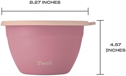 S'well Stainless Steel Salad Bowl Kit 64oz, Dusty Pink, Comes with 2oz Mini Canister and Removable Tray for Organization, Leakproof, Easy to Clean, Dishwasher Safe