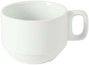 Gibson Home Gracious Dining 7-Ounce Cappuccino Cups Set of 4, Stackable Coffee Cups with 4 Saucers, Metal Stand, Coffee Mugs for Latte, Café, Mocha, Tea