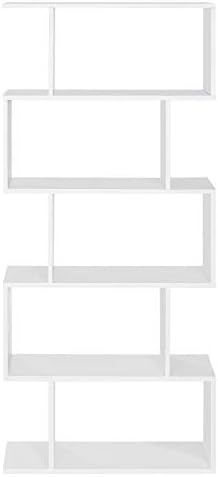 VASAGLE Wooden Bookcase, Display Shelf and Room Divider, Freestanding Decorative Storage Shelving, 5-Tier Bookshelf, White