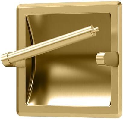 Gatco 753 Recessed Pivoting Toilet Paper Holder, Wall Mounted, Heavy Duty Metal Tissue Holder for Bathroom – Available in Brushed Brass