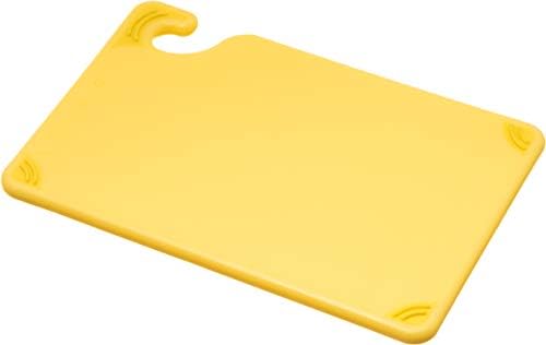 San Jamar Saf-T-Grip Plastic Cutting Board with Safety Hook, 6" x 9" x 0.375", Yellow