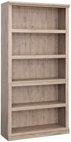 Sauder 5 Tier Book Shelf Wooden Bookcase Multipurpose Bookshelf for Home Office, Living Room, in Laurel Oak