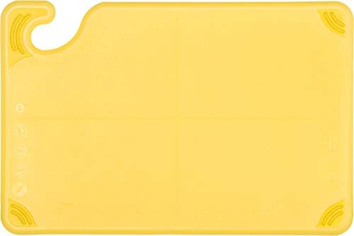 San Jamar Saf-T-Grip Plastic Cutting Board with Safety Hook, 6" x 9" x 0.375", Yellow