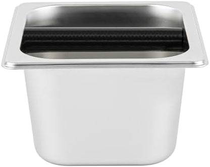 Restaurantware Espresso Knock Box - 1 Case - 4" Inch Deep Stainless Steel Basin Coffee Ground Bin - Removable Knock Bar With Non-Slip Base, Silver Coffee Puck Container For Home Barista Use