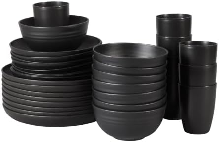 Gibson Home Plates and Bowls Set, 32 Piece Wheat Straw Dinnerware for 8