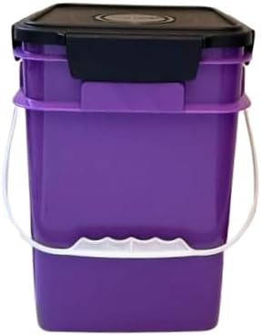 House Naturals 4 Gallon Square Food Grade Bucket Pail with Plastic Handles and Lid (Pack of 3) Made in USA containers (Pink/Magenta/Purple - Black lids)