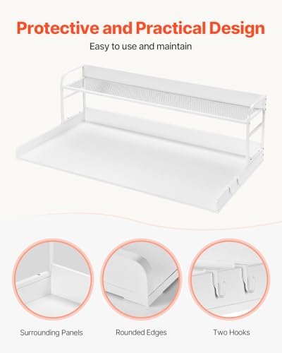 VEVOR Washer Dryer Countertop with 2-Tier Shelf, 54" x 27" Wooden Washer and Dryer Countertop with Anti-Slip Pads, Water-Resistant Laundry Topper Cover for Laundry Room Organization and Storage, White