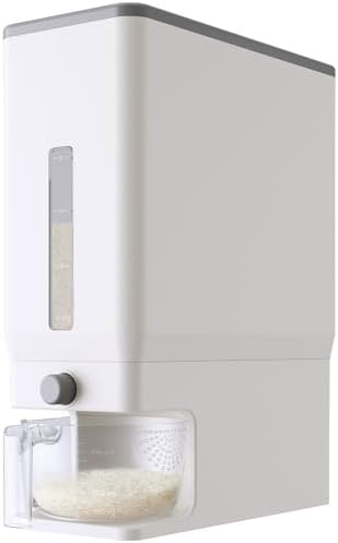 Lifewit Rice Container 27 Lbs, One-Press Dispenser with Measuring Cup