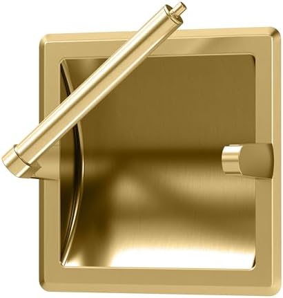 Gatco 753 Recessed Pivoting Toilet Paper Holder, Wall Mounted, Heavy Duty Metal Tissue Holder for Bathroom – Available in Brushed Brass