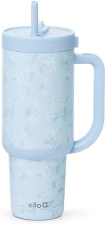 Ello Oasis 40oz Insulated Stainless Steel Tumbler with Straw, Sweet Alyssum