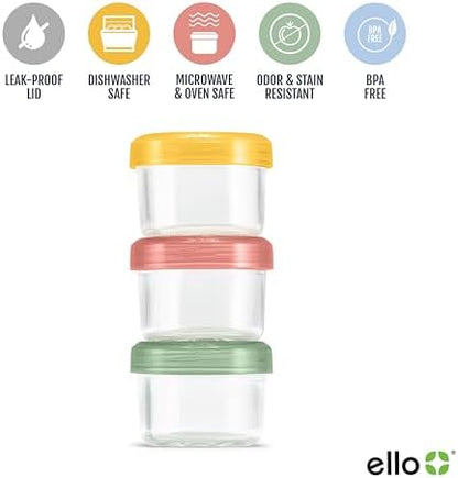 Ello Color Lock 4oz Glass Condiment Containers with Lids, 3 Pack, Desert