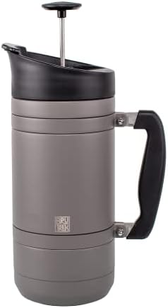 BruTrek Basecamp Coffee Press - Double Wall Vacuum Insulated Stainless Steel - Bru-Stop Technology, No Grounds in Coffee, No Spill Lid (Storm Gray, 48 fl.oz)