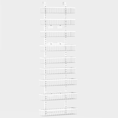 Moforoco 9-Tier White Over The Door Pantry Organizer, Pantry Organization and Storage, Black Hanging Basket Wall Spice Rack Seasoning Shelves, Home & Kitchen Bedroom Bathroom House Essentials