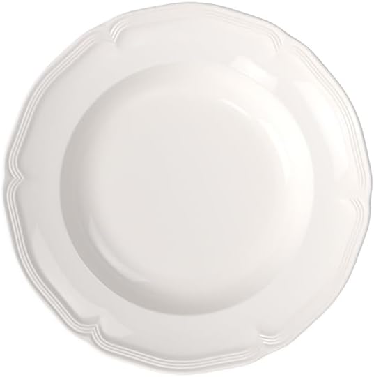 Villeroy & Boch Manoir Pasta Bowl/Soup Plate, 9 in, Premium Porcelain, White