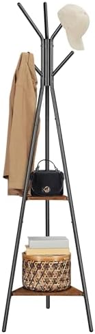 VASAGLE Coat Rack Freestanding, Hall Tree with 2 Shelves