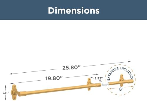 Franklin Brass Calloway (1-Pack) 18'' Towel Rack w/ 6" Extender for Bathroom Satin Gold Towel Bar for Bathroom Wall Mounted Towel Holder Rod CLWY26-SG