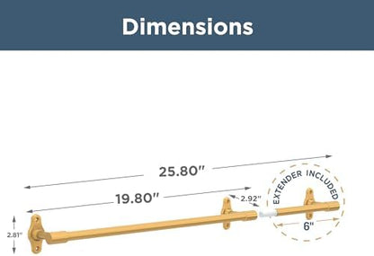 Franklin Brass Calloway (1-Pack) 18'' Towel Rack w/ 6" Extender for Bathroom Satin Gold Towel Bar for Bathroom Wall Mounted Towel Holder Rod CLWY26-SG