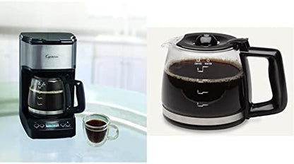 Capresso 5-Cup Mini Drip Coffee Maker, Black and Stainless Steel 4426.01 5 Cup Replacement Carafe, Clear