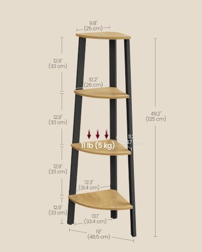 VASAGLE 4-Tier Corner Shelf Stand, Modern Ladder Shelf