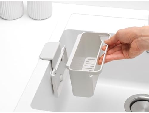 Brabantia Brabanta SinkSide in-Sink Organizer (Light Gray) Tidy Storage/Drainage Container with Suction Cups for Kitchen Sink Sponges, Cloths, Dishsoap