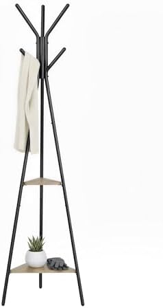 VASAGLE Coat Rack Freestanding, Hall Tree with 2 Shelves