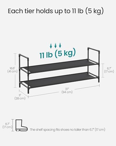 SONGMICS 2-Tier Shoe Rack, Shoe Storage for Hallway Closet