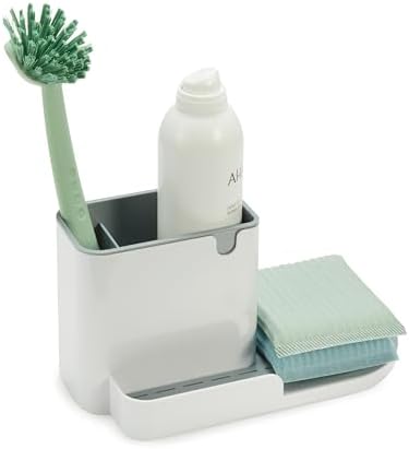 Amazon Basics Kitchen Sink Caddy Organizer for Sponge and Brush Storage, Large, White