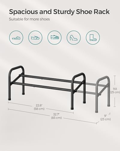 SONGMICS Expandable Shoe Rack, 1-Tier Metal Shoe Organizer, Holds 10 Pairs