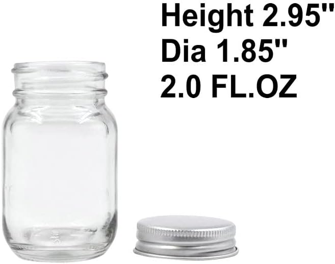 U Pack 2oz Mason Jar with Silver Lid