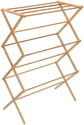 Honey-Can-Do Collapsible Bamboo Drying Rack – Sturdy & Foldable Laundry Drying Rack, Space-Saving & Portable Clothes Rack for Air-Drying Clothes, Towels, Blankets & Delicates, Indoor & Outdoor Use.