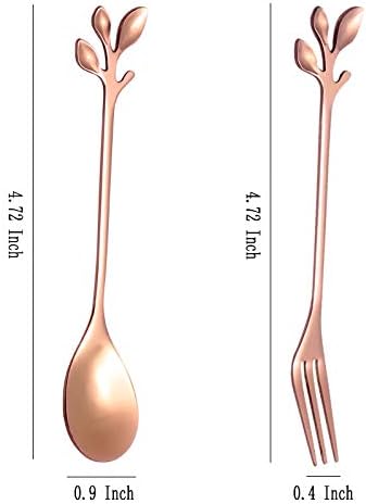 AnSaw Elegant Rose Gold Leaf Coffee Spoons