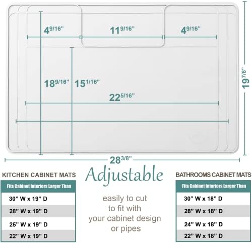 Original Under Sink Mat - Adjustable Silicone, Waterproof Vanity Mat - 28" x 19" or Smaller