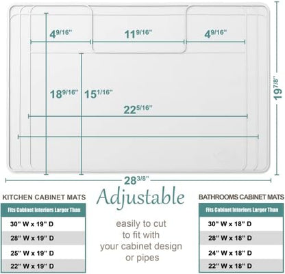 Original Under Sink Mat - Adjustable Silicone, Waterproof Vanity Mat - 28" x 19" or Smaller