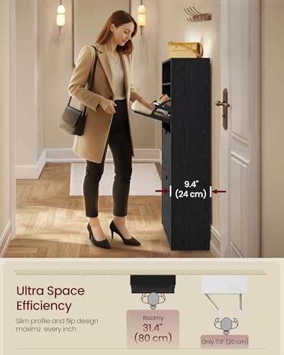 VASAGLE Shoe Cabinet with 3 Flip Drawers, Holds up to 24 Pairs of Shoes