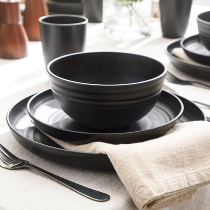 Gibson Home Plates and Bowls Set, 32 Piece Wheat Straw Dinnerware for 8
