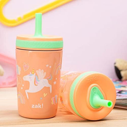Zak Designs Unicorn Kelso Leak-Proof Toddler Straw Cups, 3pc Set