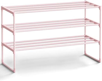 SONGMICS Shoe Rack, 3-Tier Shoe Organizer, Metal Storage Shelf