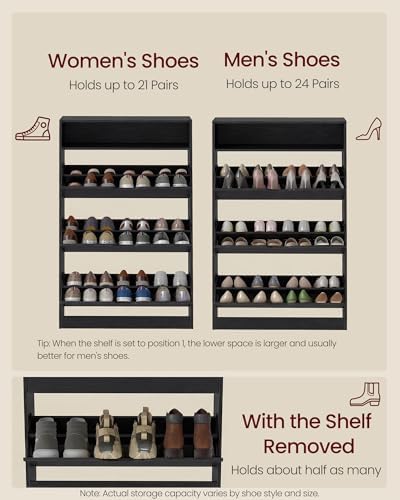 VASAGLE Shoe Cabinet with 3 Flip Drawers, Holds up to 24 Pairs of Shoes