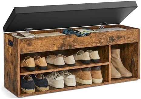 VASAGLE Storage Bench with Cushion, Shoe Bench, 11.8 x 39.4 x 17.3 Inches