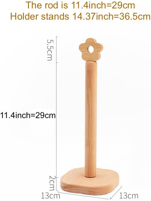 Paper Towel Holder, Wooden Kitchen Roll Stand Organizer Free Standing,
