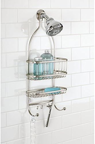iDesign York Metal Wire Hanging Shower Caddy, Satin Silver