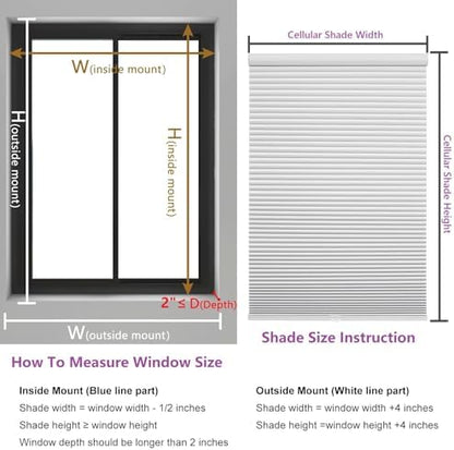 Custom Size Blinds Cellular Shades Cordless for Indoor Windows, Customizable Honeycomb Blind Thermal Insulated Easy Install for Bedroom, Bathroom, Nursey, Blackout Taupe