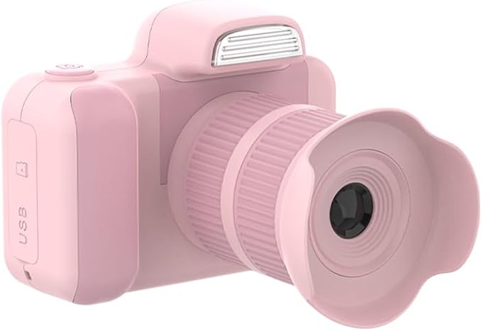 Kids Camera,Kids Digital Camera with Rotating Zoom Lens, Video Camcorder with Flash, 32GB SD,Digital Camera for Kids 3-8 Year Old (Pink, D31)