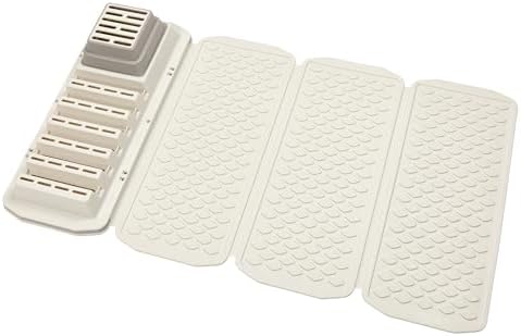 Clorox KeptClean 2-Piece Folding Kitchen Sink Mat and Sink Organizer – Folding Mat for Elevated Drying and Storage, Extending Organizer Dries 6 Plates, Flips to Dry Accessories – Almond Cream