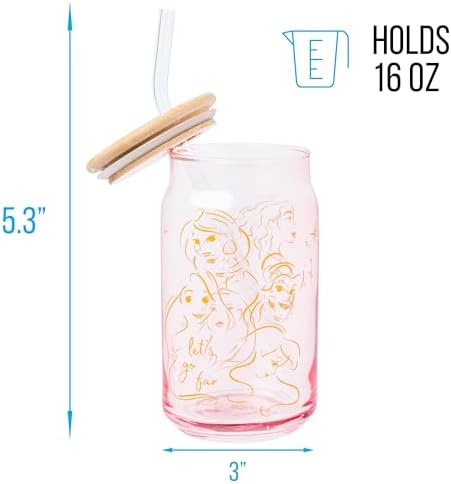 Silver Buffalo Disney Princess, Glass Tumbler, 16oz